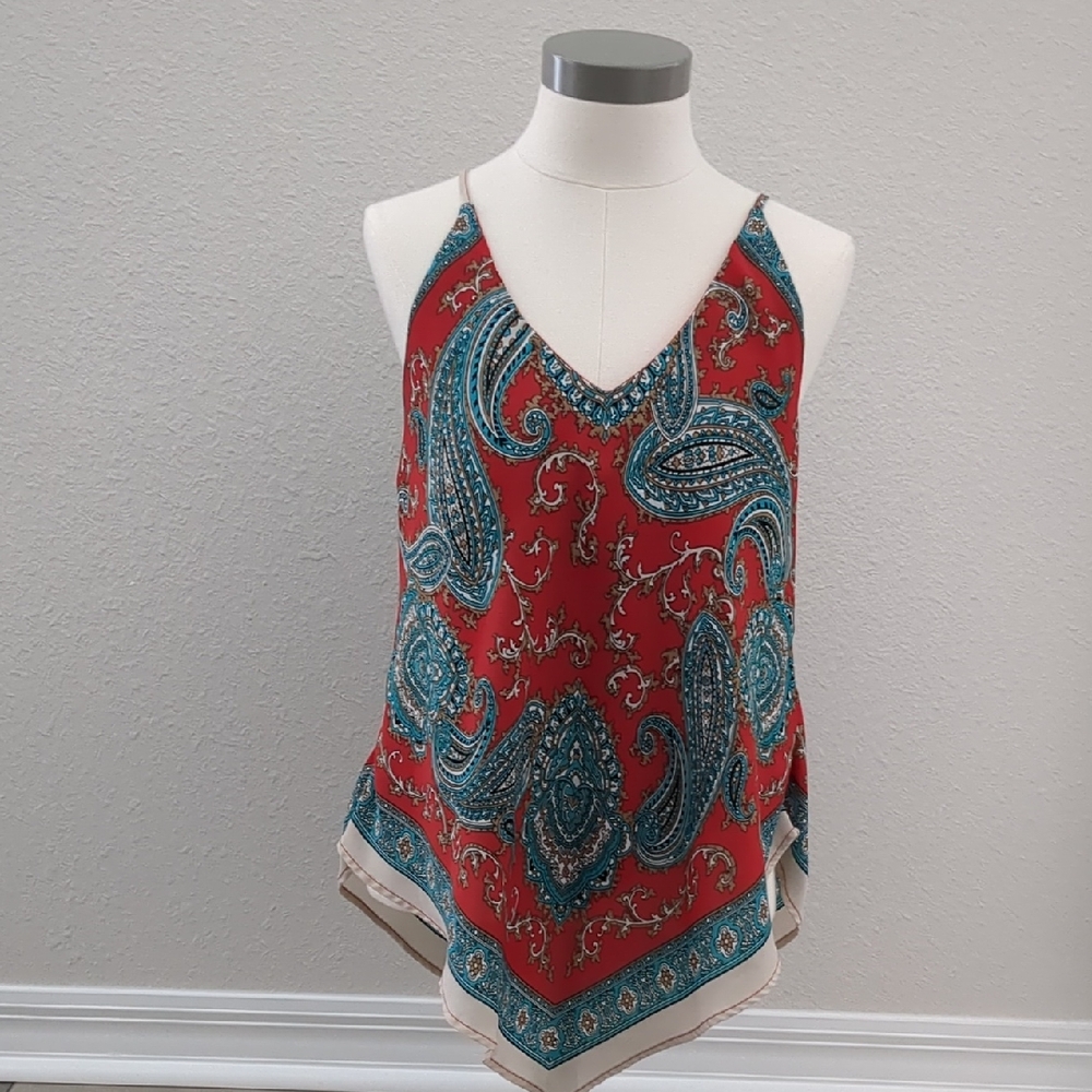 HeartSoul Red and Teal Paisley Top
